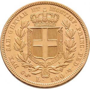 Itálie-Sardinie, Carlo Alberto, 1831 - 1849, 100 Lira 1835, P+orlí hlava, Torino, KM.117.2 (Au900,
