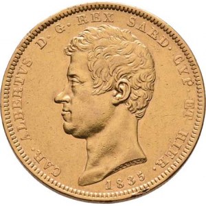 Itálie-Sardinie, Carlo Alberto, 1831 - 1849, 100 Lira 1835, P+orlí hlava, Torino, KM.117.2 (pouze