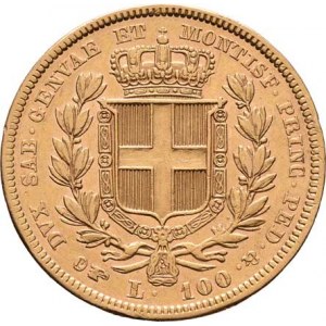 Itálie-Sardinie, Carlo Alberto, 1831 - 1849, 100 Lira 1835, P+orlí hlava, Torino, KM.117.2 (pouze