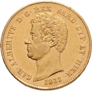 Itálie-Sardinie, Carlo Alberto, 1831 - 1849, 20 Lira 1831, P+kotva, Janov, KM.115.1 (Au900),