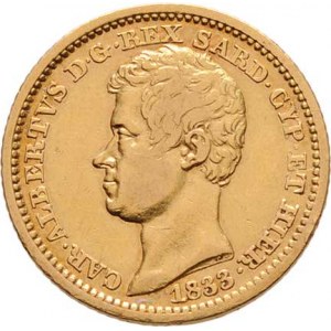 Itálie-Sardinie, Carlo Alberto, 1831 - 1849, 10 Lira 1833, P+orlí hlava, Torino, KM.114.1 (Au900,