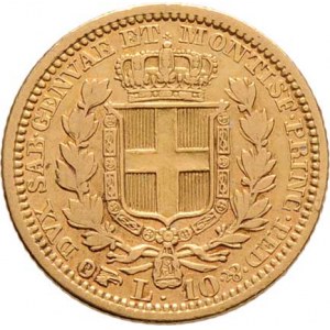 Itálie-Sardinie, Carlo Alberto, 1831 - 1849, 10 Lira 1833, P+orlí hlava, Torino, KM.114.1 (Au900,