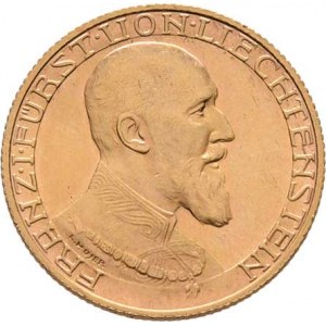 Liechtenstein, Franz I., 1929 - 1938, 20 Frank 1930, Y.11 (Au900, pouze 2.500 ks), 6.452g,