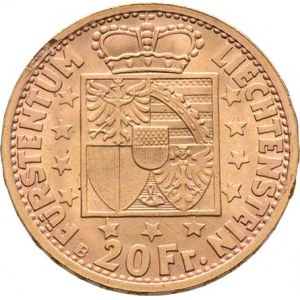 Liechtenstein, Fr.Josef II., 1938 - 1990, 20 Frank 1946 B, Y.14 (Au900, pouze 10.000 ks),