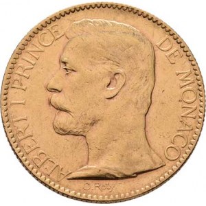 Monako, Albert I., 1889 - 1922, 100 Frank 1896 A, Paříž, KM.105 (Au900, pouze 20.000