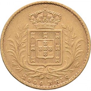 Portugalsko, Luiz I., 1861 - 1889, 2000 Reis 1866, KM.511 (Au917, pouze 86.000 ks),