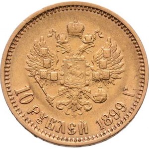 Rusko, Mikuláš II., 1894 - 1917, 10 Rubl 1899 FZ, Y.64 (Au900), 8.549g, dr.hr.,