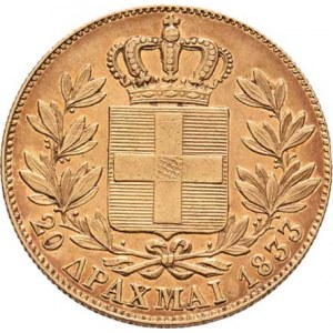Řecko, Otto, 1832 - 1862, 20 Drachma 1833, KM.21 (Au900, pouze 18.000 ks),