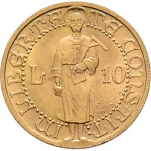 San Marino, republika, 10 Lira 1925 R, Řím, KM.7 (Ag900, pouze 20.000 ks),