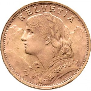 Švýcarsko, republika, 20 Frank 1935 L-B, Bern, KM.35.1 (Au900), 6.448g,