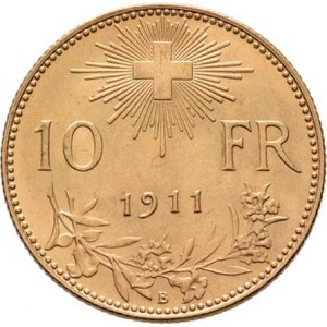 Švýcarsko, republika, 10 Frank 1911 B, Bern, KM.36 (Au900, 100.000 ks),