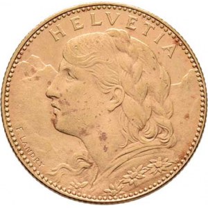Švýcarsko, republika, 10 Frank 1912 B, Bern, KM.36 (Au900), 3.226g,