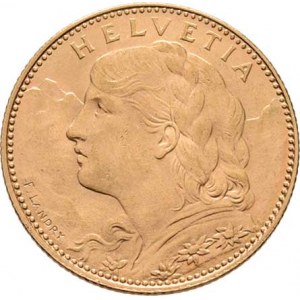 Švýcarsko, republika, 10 Frank 1914 B, Bern, KM.36 (Au900), 3.224g,