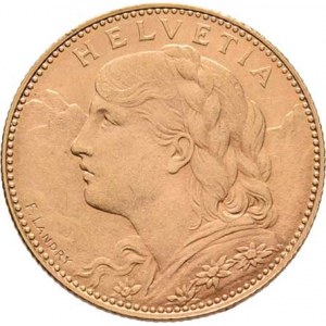 Švýcarsko, republika, 10 Frank 1916 B, Bern, KM.36 (Au900), 3.222g,