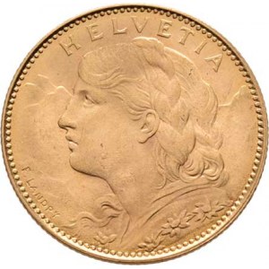 Švýcarsko, republika, 10 Frank 1922 B, Bern, KM.36 (Au900), 3.221g,