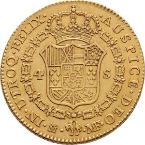 Španělsko, Carlos IV., 1788 - 1808, 4 Escudos 1792 M-MF, Madrid, KM.436.1 (Au875),