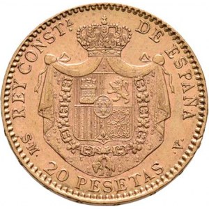 Španělsko, Alfonso XIII., 1886 - 1931, 20 Peseta 1899/1899 SM-V, Madrid, KM.709 (Au900),