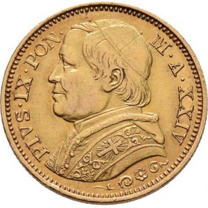 Vatikán, Pius IX., 1846 - 1878, 20 Lira 1869 R - XXIV.rok pontifikátu - velký