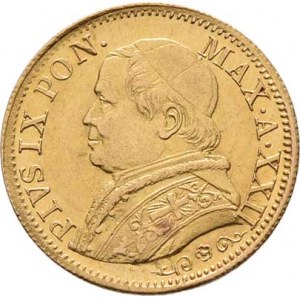 Vatikán, Pius IX., 1846 - 1878, 5 Lira 1867 R - XXII.rok pontifikátu, Řím, KM.1380