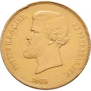 Brazilie, Pedro II., 1831 - 1889, 20.000 Reis 1860, KM.468 (Au917), 17.800g, hrany,