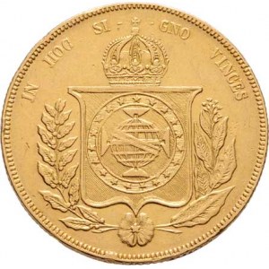 Brazilie, Pedro II., 1831 - 1889, 20.000 Reis 1860, KM.468 (Au917), 17.800g, hrany,