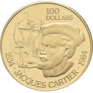 Kanada, Elizabeth II., 1952 -, 100 Dolar 1984 - Jacques Cartier, KM.142 (Au917,