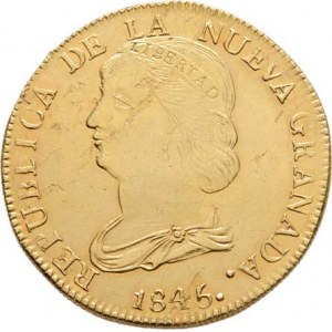 Republika Nová Grenada, 1837 - 1859, 16 Pesos 1845, mincovna Popayan, KM.94.2 (Au875),