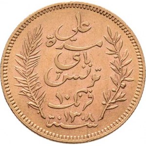 Tunis - francouzský protektorát, Ali Bey, 1882 - 1902, 10 Frank, AH.1308 = 1891 A, Paříž, KM.226 (A