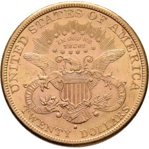 USA, 20 Dolar 1882 S - hlava Liberty, KM.74.3, 33.419g,