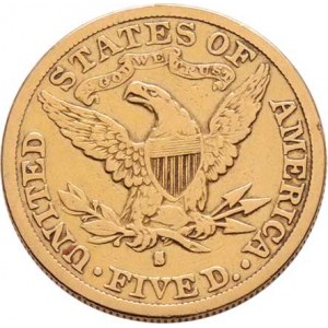 USA, 5 Dolar 1888 S - hlava Liberty, KM.101 (Au900),