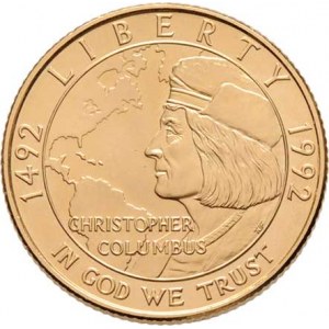USA, 5 Dolar 1992 W - Kryštof Kolumbus, KM.274 (Au900,