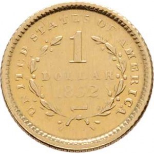 USA, Dolar 1852 - hlava Liberty, KM.73 (Au900), 1.645g,