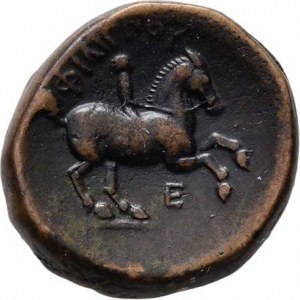 Makedonie, Filip II., 359 - 336 př.Kr., AE 18mm, Hlava Apolóna zprava / jezdec zprava, nápis