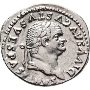 Vespasianus - posmrtná ražba za Tita, AR Denár, Rv:EX.S.C. Victoria se štítem, trofejí