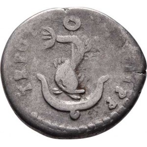 Domitianus, 81 - 96, AR Denár, Rv:TR.POT.COS.VIII.P.P., delfín a kotva,