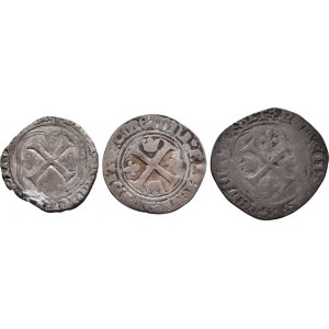 Francie, Karel VII. a Ludvík XI., Královský groš b.l., kříž, v úsečích střídavě koruny