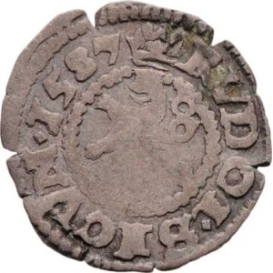Rudolf II., 1576 - 1612, Bílý peníz 1587, K.Hora-Šatný, J.3, MKČ.383, 0.403g,