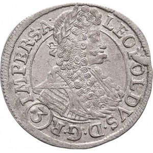 Leopold I., 1657 - 1705, 3 Krejcar 1696 GE, Praha-Egerer, MKČ.1425a, Nech.205,