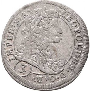 Leopold I., 1657 - 1705, 3 Krejcar 1697 CK, K.Hora-Krahe, Nech.316, MKČ.1460,