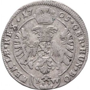 Leopold I., 1657 - 1705, 3 Krejcar 1705 BW, K.Hora-Wohnsidler, MKČ.1460,