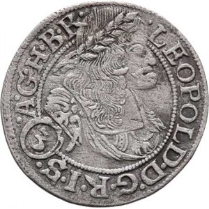 Leopold I., 1657 - 1705, 3 Krejcar 1668 SHS, Vratislav-Hammerschmidt, dělení