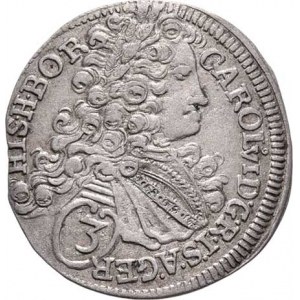 Karel VI., 1711 - 1740, 3 Krejcar 1716, Praha-Scharff, J.9a, MKČ.1830,