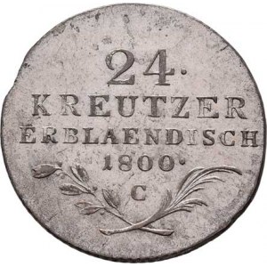 František II., 1792 - 1835, 24 Krejcar 1800 C, Praha, 9.309g, krajový střížek,