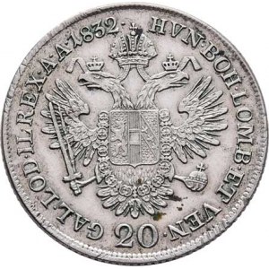 František II., 1792 - 1835, 20 Krejcar 1832 C, Praha, 6.647g, nep.hr., nep.rysky,