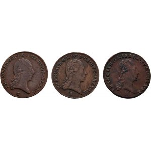 František II., 1792 - 1835, Cu Krejcar 1800 C, 1800 B, 1800 S, nep.vady mater.,