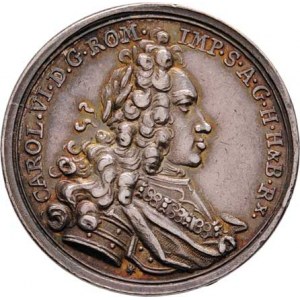 Karel VI., 1711 - 1740, Větší potrét.jeton na korunov. ve Frankfurtu 1711 -