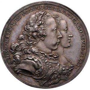 Josef II. a Josefa Bavorská, Wideman - větší jeton na svatbu ve Vídni 23.1.1765 -