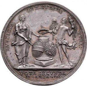 Josef II. a Josefa Bavorská, Wideman - větší jeton na svatbu ve Vídni 23.1.1765 -