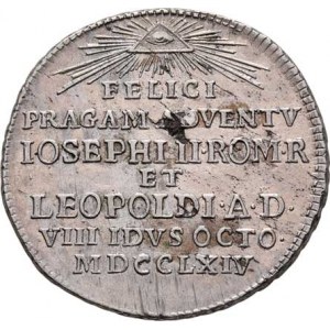 Josef II. a Leopold II., AR jeton na příjezd princů do Prahy 1764 - Boží oko