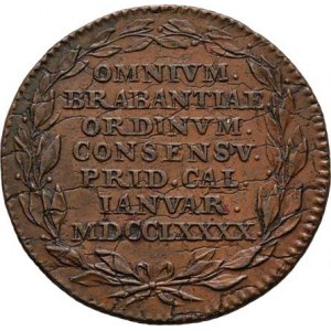 Belgické povstání, 1789 - 1790, Brabantsko - AE jeton na vyhlášení samostatnosti 1790